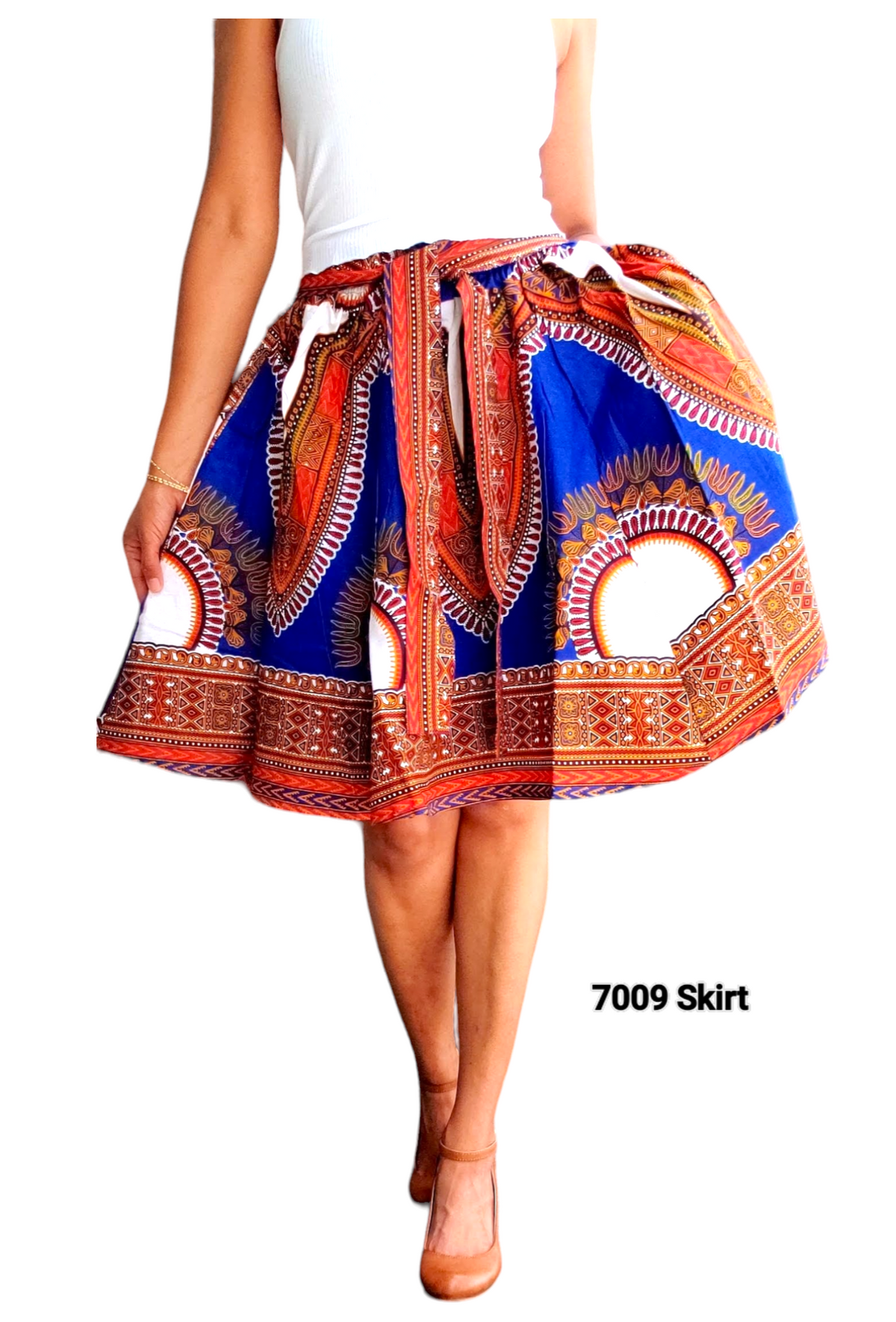 7009 Women Short Dashiki Skirt- Royal Blue