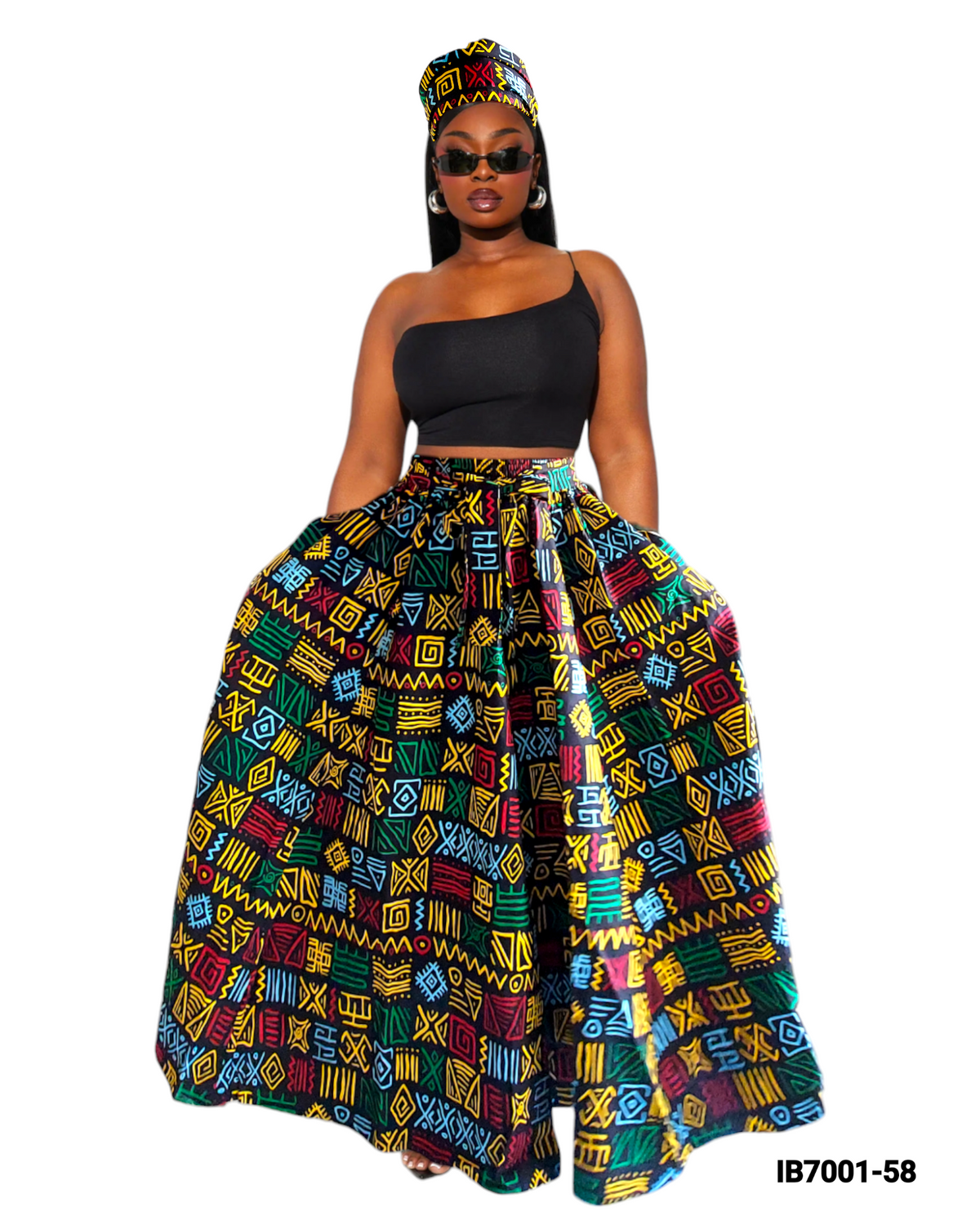 7001-58 Women Long Maxi Skirt-Rasta