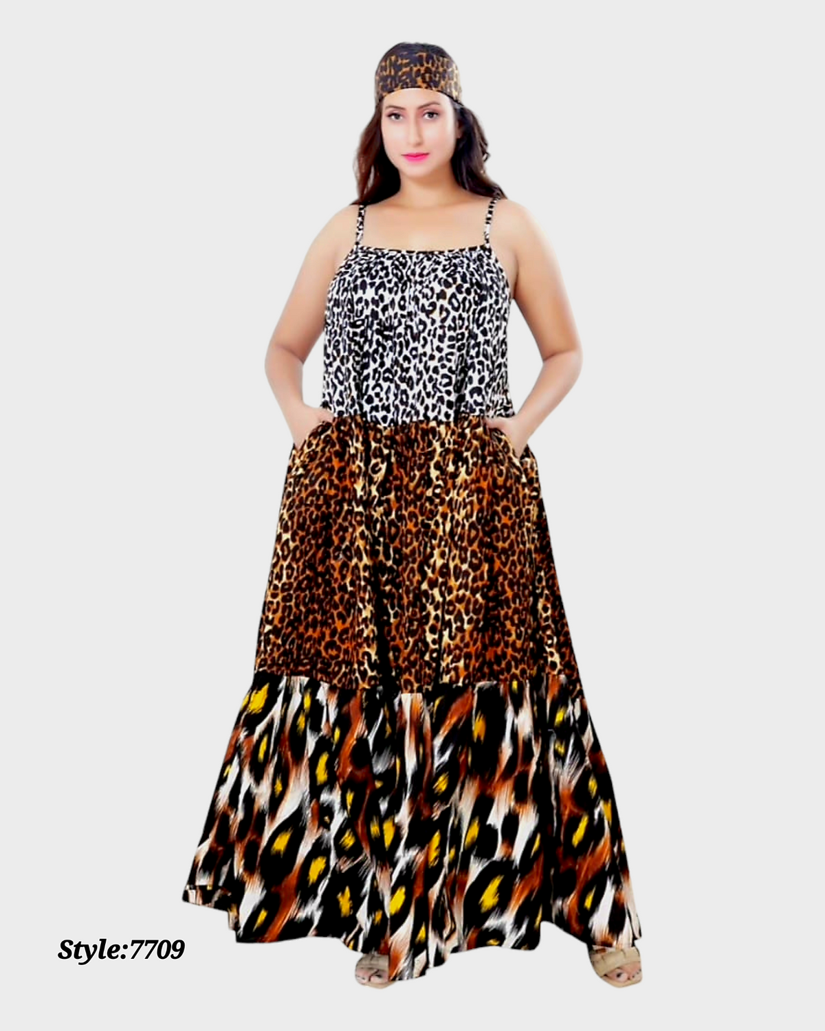 7709 Long Tube  Dress- Animal Print