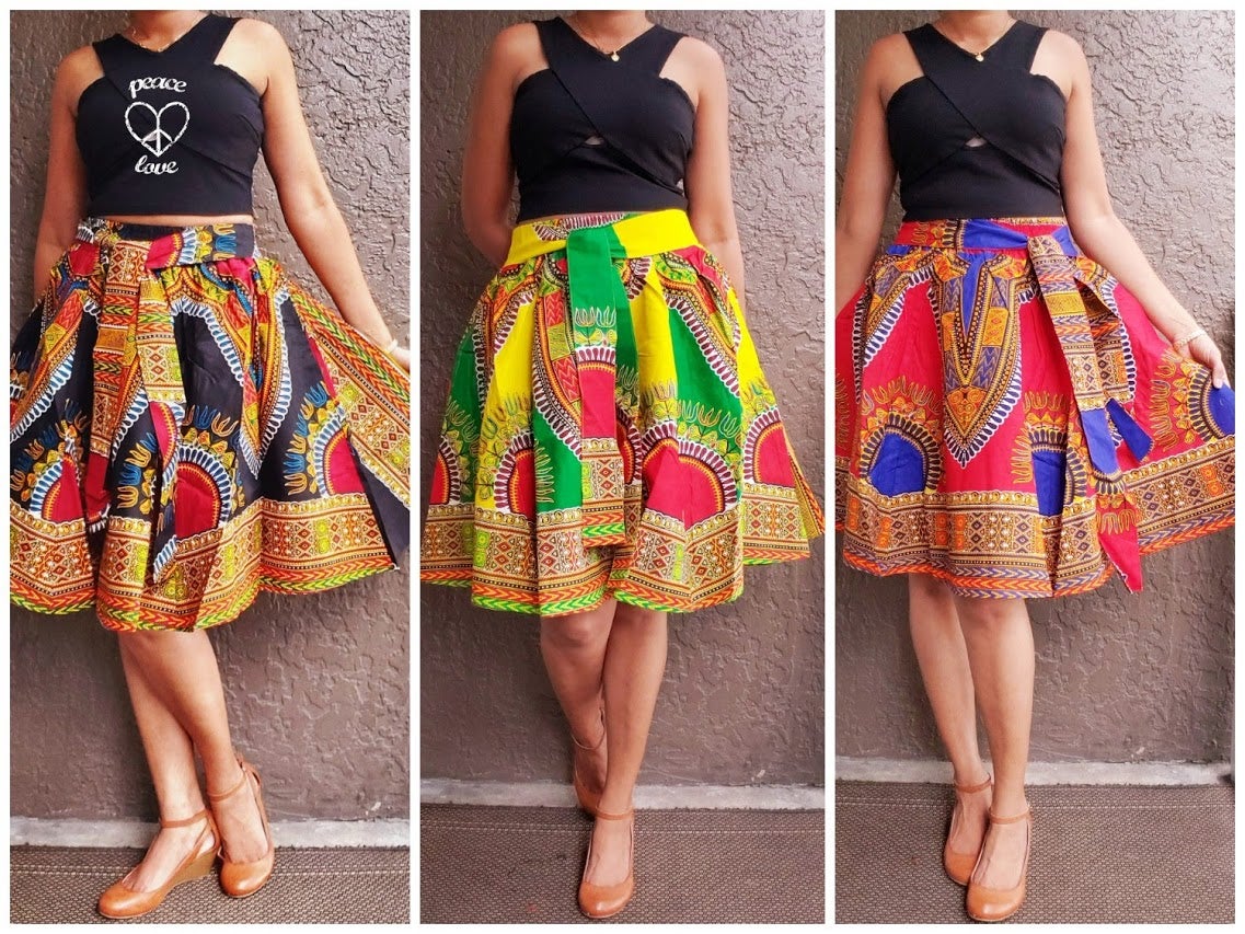 #7009 WOMAN SHORT DASHIKI SKIRT