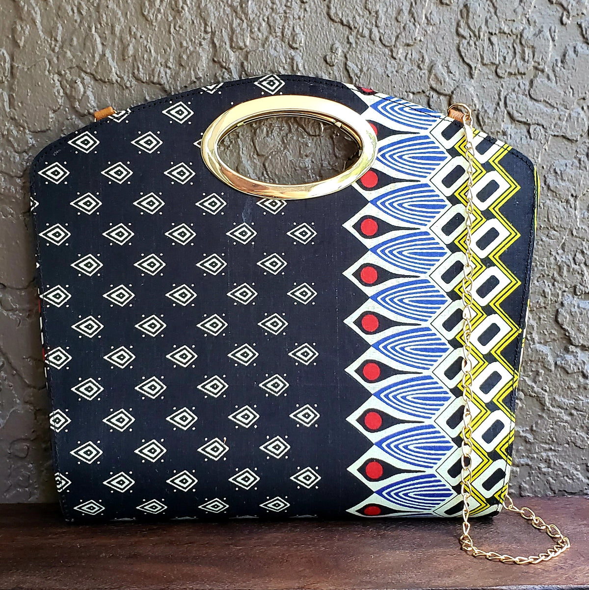 Clutch Purse/ Cross Body- Green Kente