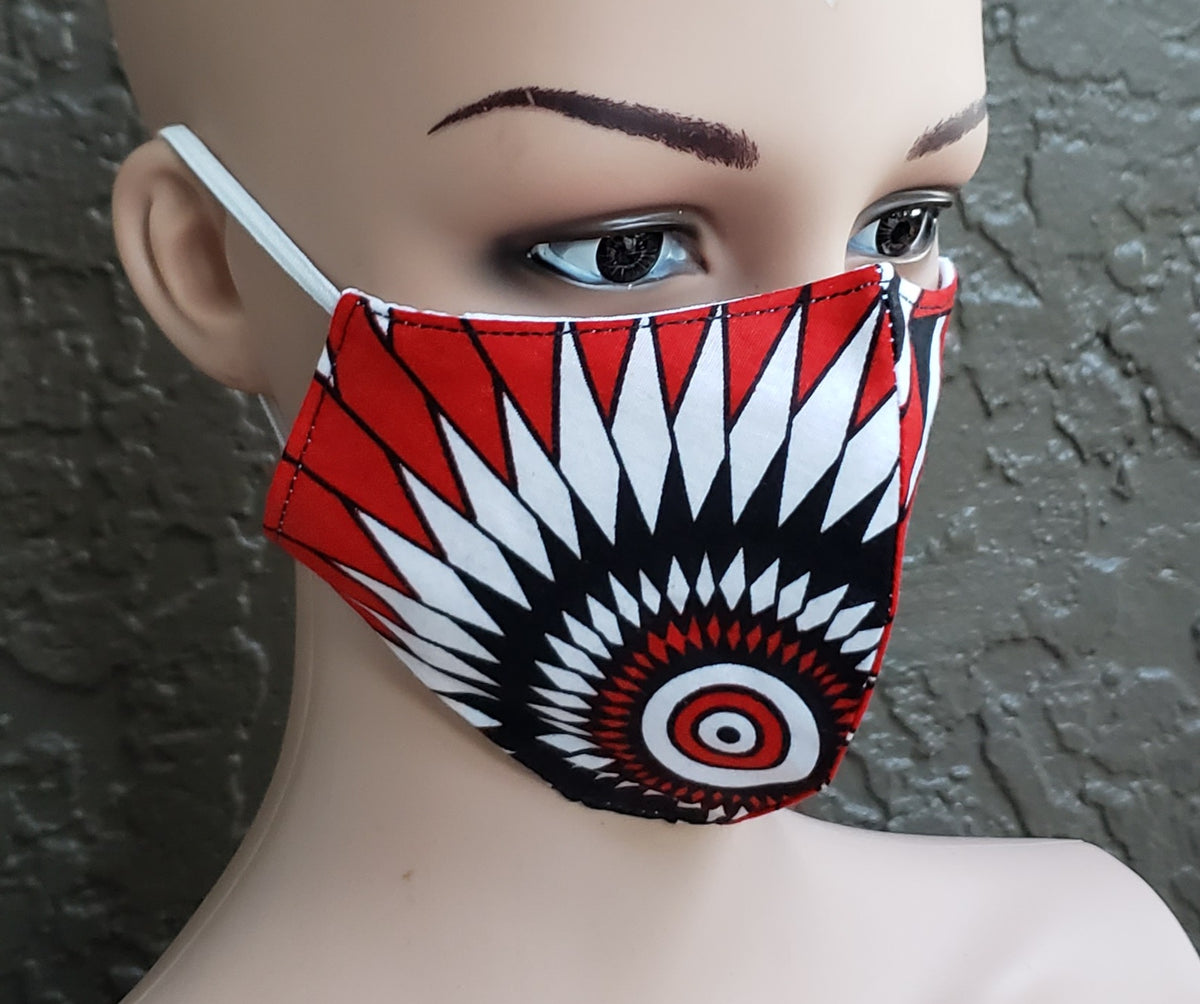 Cotton Printed Mask- Red/White,/Black