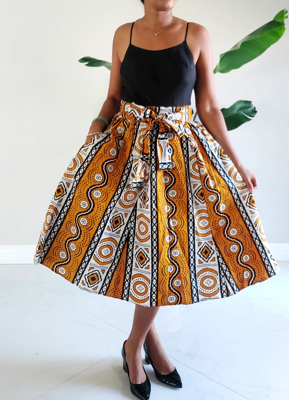 Woman Mid Length Skirt - Mud Yellow