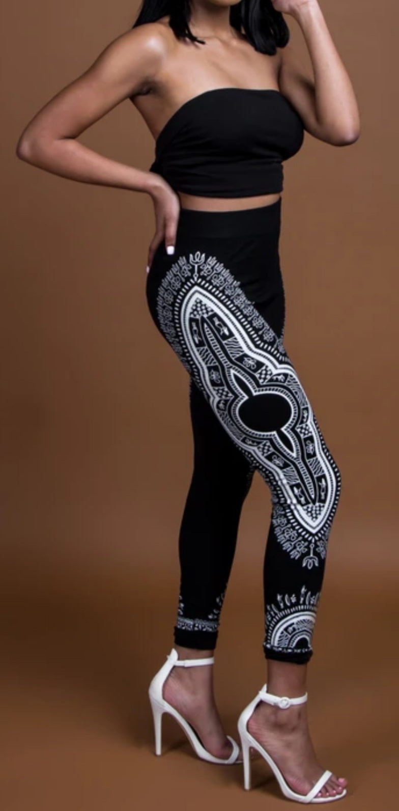 African Dashiki Print Long Leggings - P2554