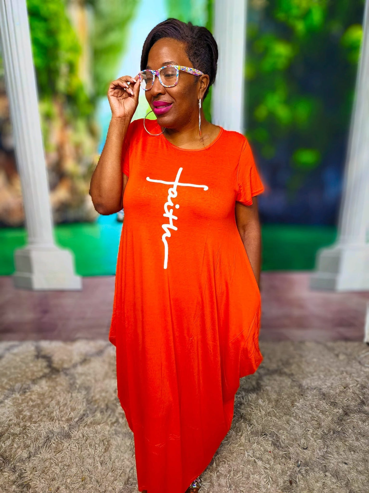 Faith  Bubble  Jersey  Dress/Short Sleeve / Orange 2002SS