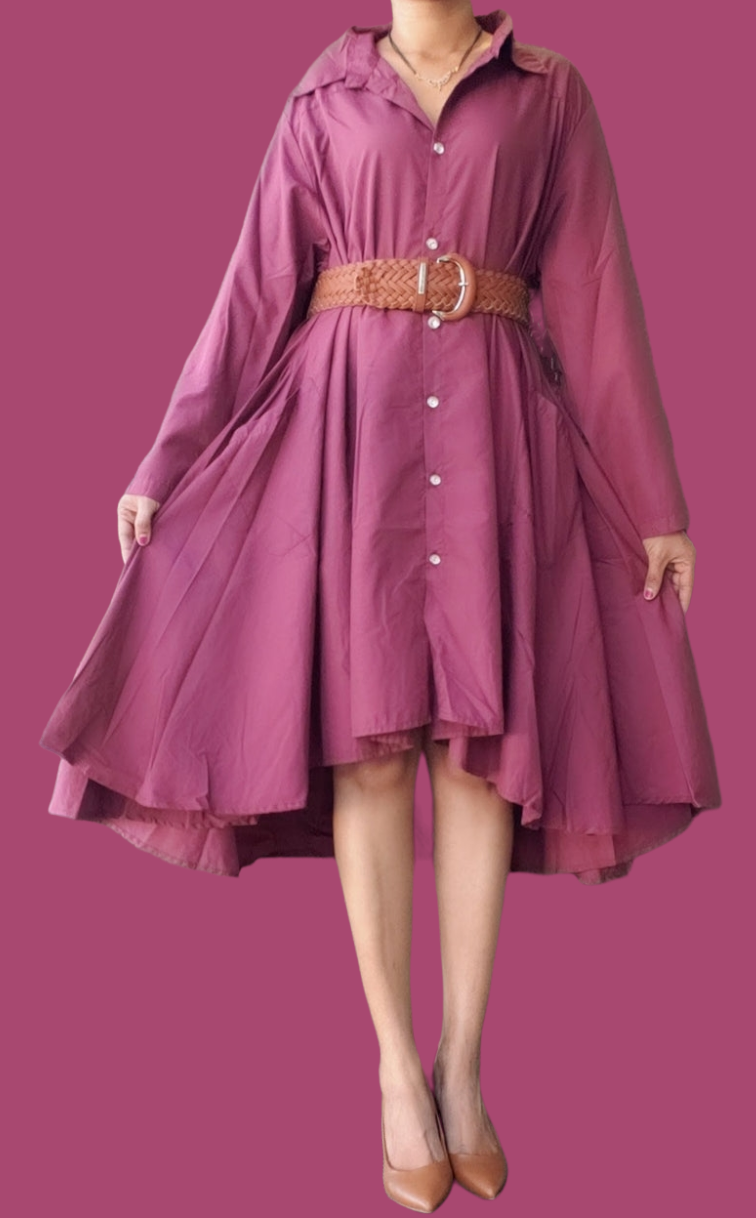 AA18666- Swing Dress -Burgundy