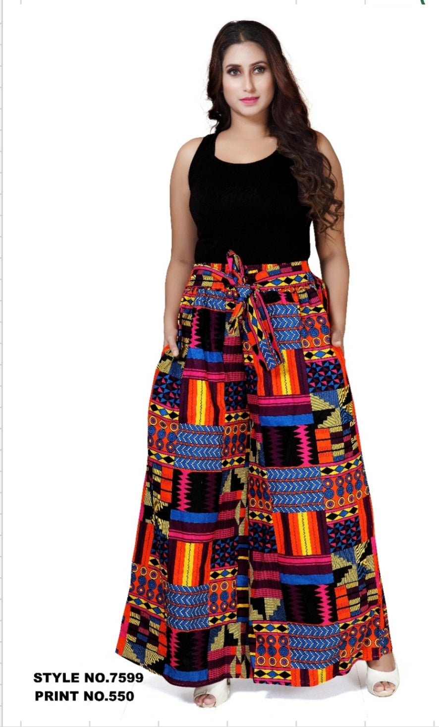 Women Long Palazzo Pink Kente - 7599